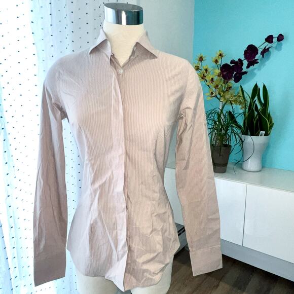 Barba Napoli 46 Tan Pinstripe Button Down Shirt - Picture 1 of 7